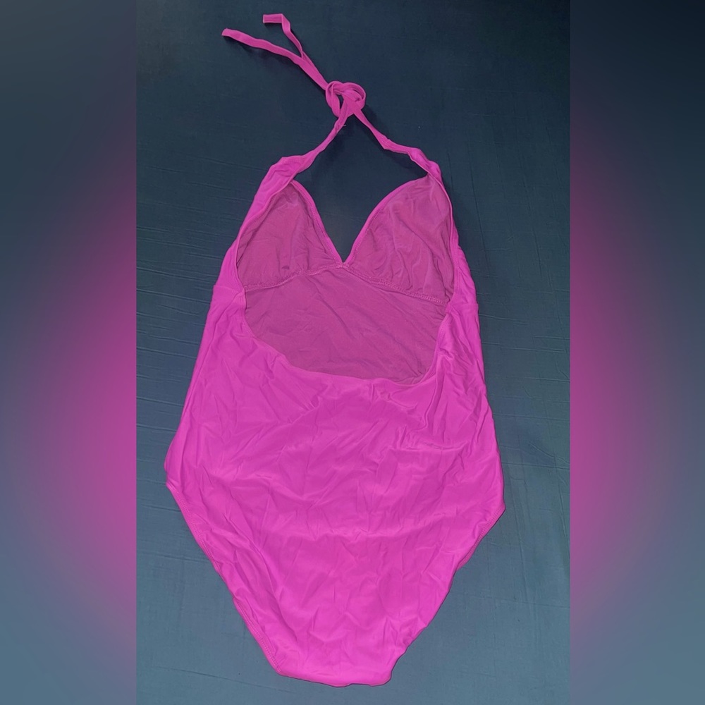 Old Navy Fuschia One Piece Bathing Suit w| Neck Tie Size XXL
